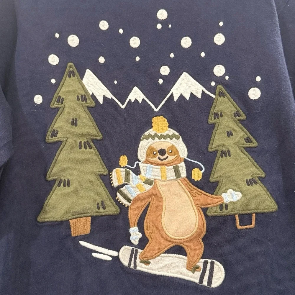 Gymboree Aspen Lodge Boys Size 8 Sloth Snowboard Long Sleeve Shirt Winter